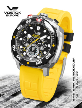 pnske hodinky Vostok-Europe SYSTEMA PERIODICUM model Sulfur (S) VK67-650E725
